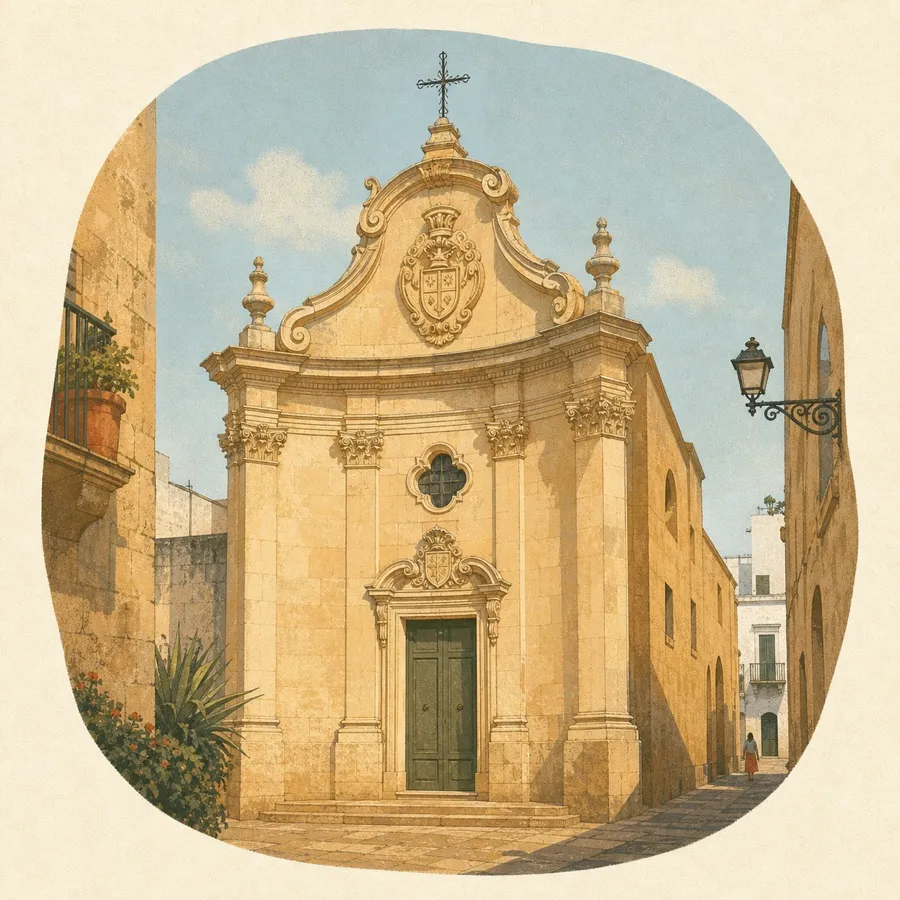 Die konkave Fassade, korinthischen Pilaster und das Wappen der Arditi